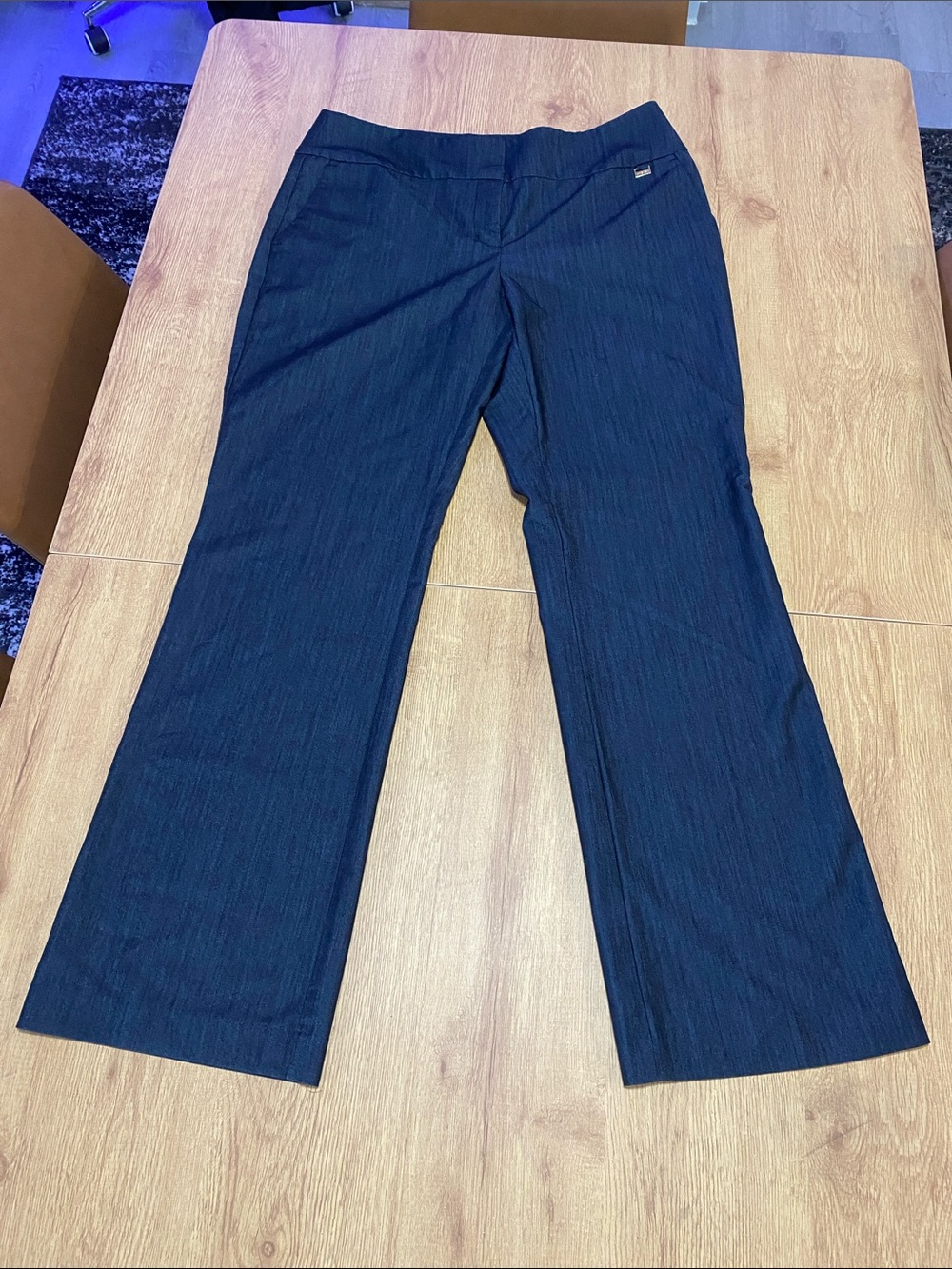 Anne Klein Dark Grey Pinstripe Boot Cut Work Pants